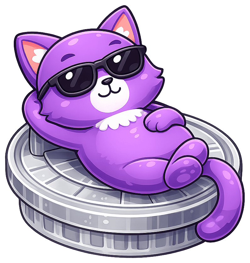 Pico lounging in sunglasses on a coin.